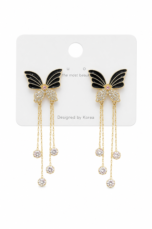 Butterfly Tassel Crystal Earrings ✨