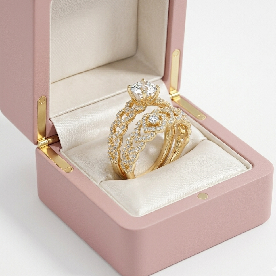 Golden Blossom Marquise Ring – Luxury Adjustable Double-Band Design